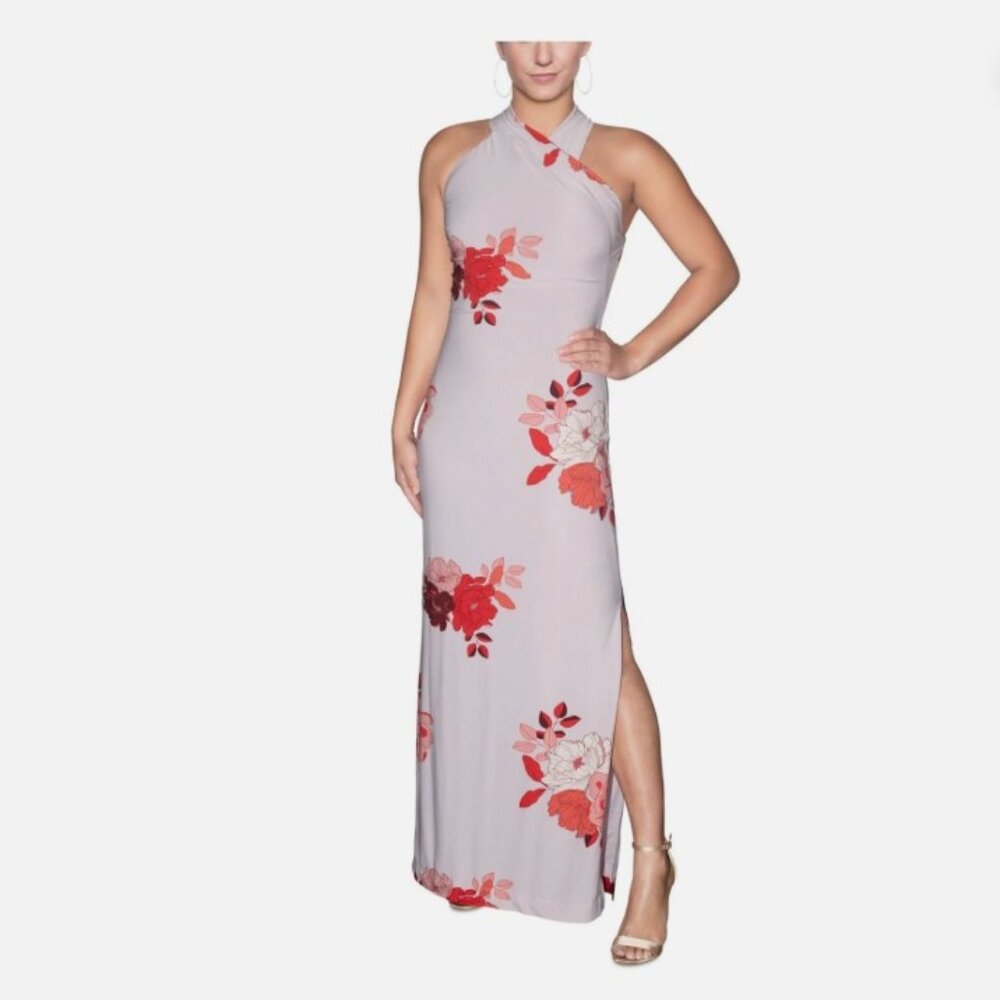 Rachel Rachel Roy Womens Purple Floral Print Long Halter Maxi Dress XS
